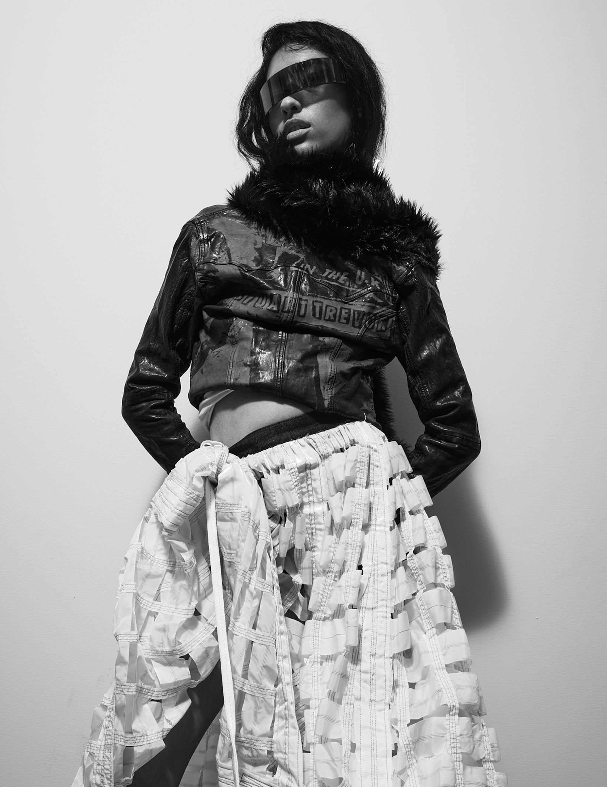 'Peace' Laser Printed Leather Jacket