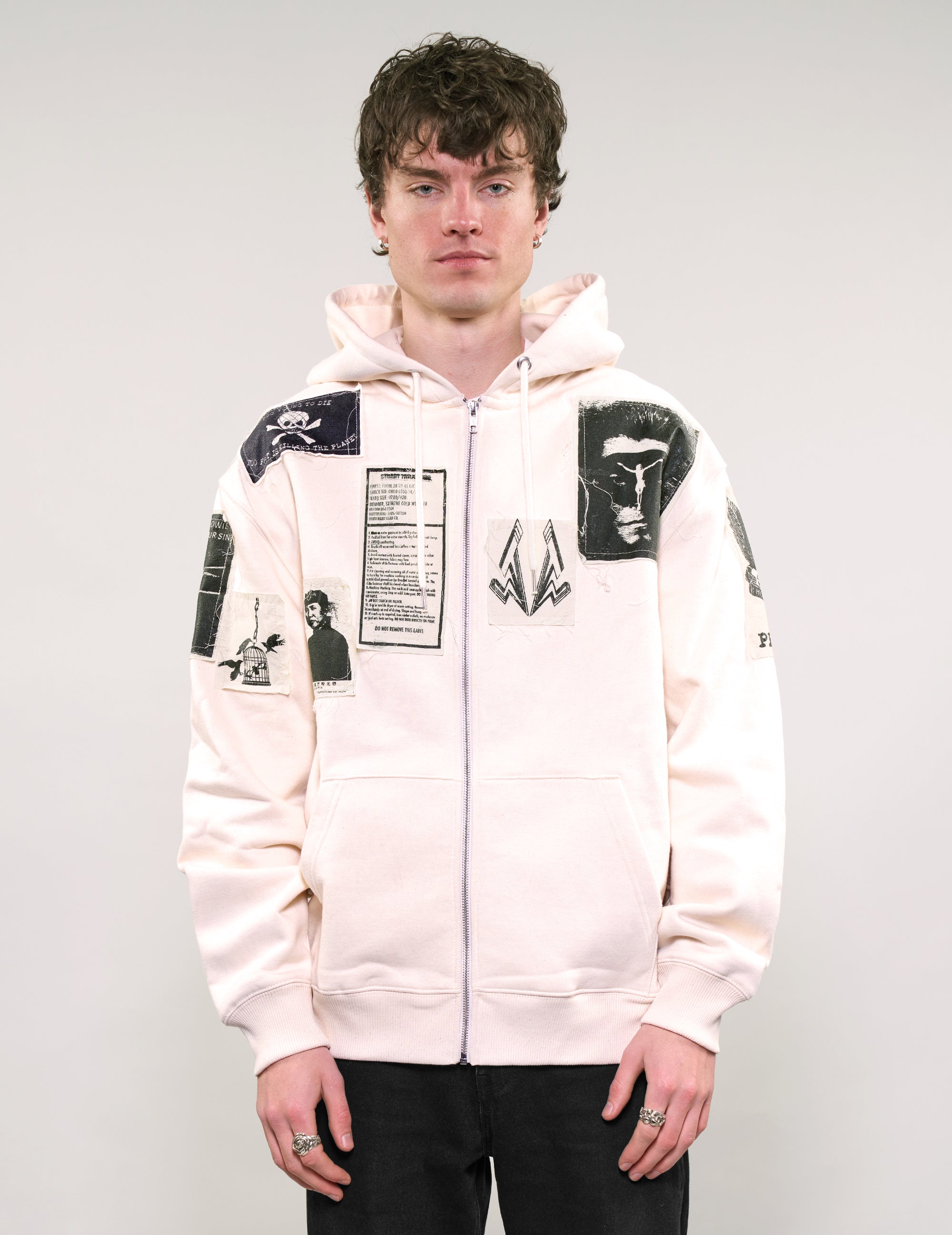 ST Multipatch Zip Hoodie in Ecru