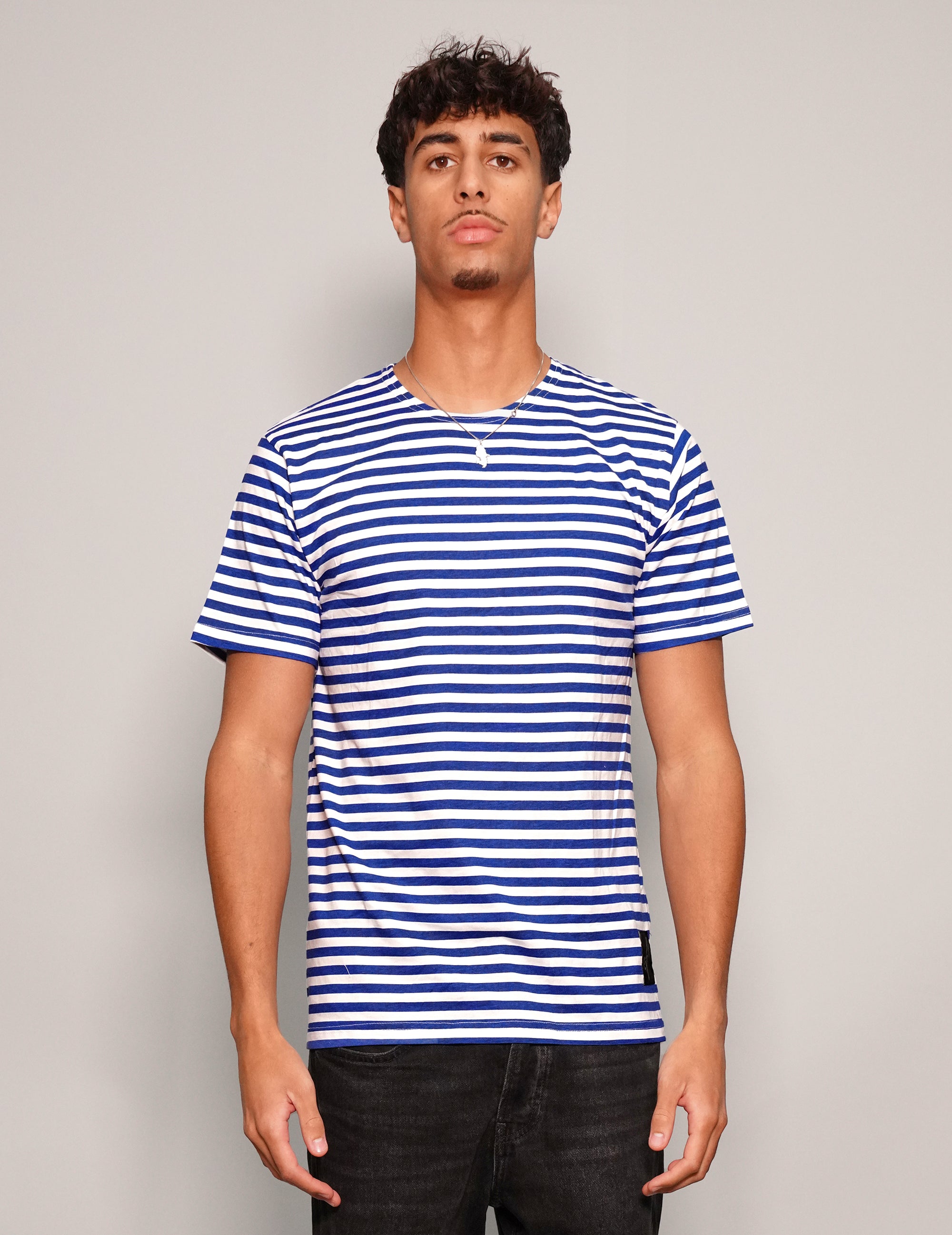 Men's Vintage Blue Striped T-Shirt | Stuart Trevor