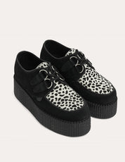 Underground Wulfrun Single Sole Creeper Schuhe aus schwarzem Leoparden-Wildleder