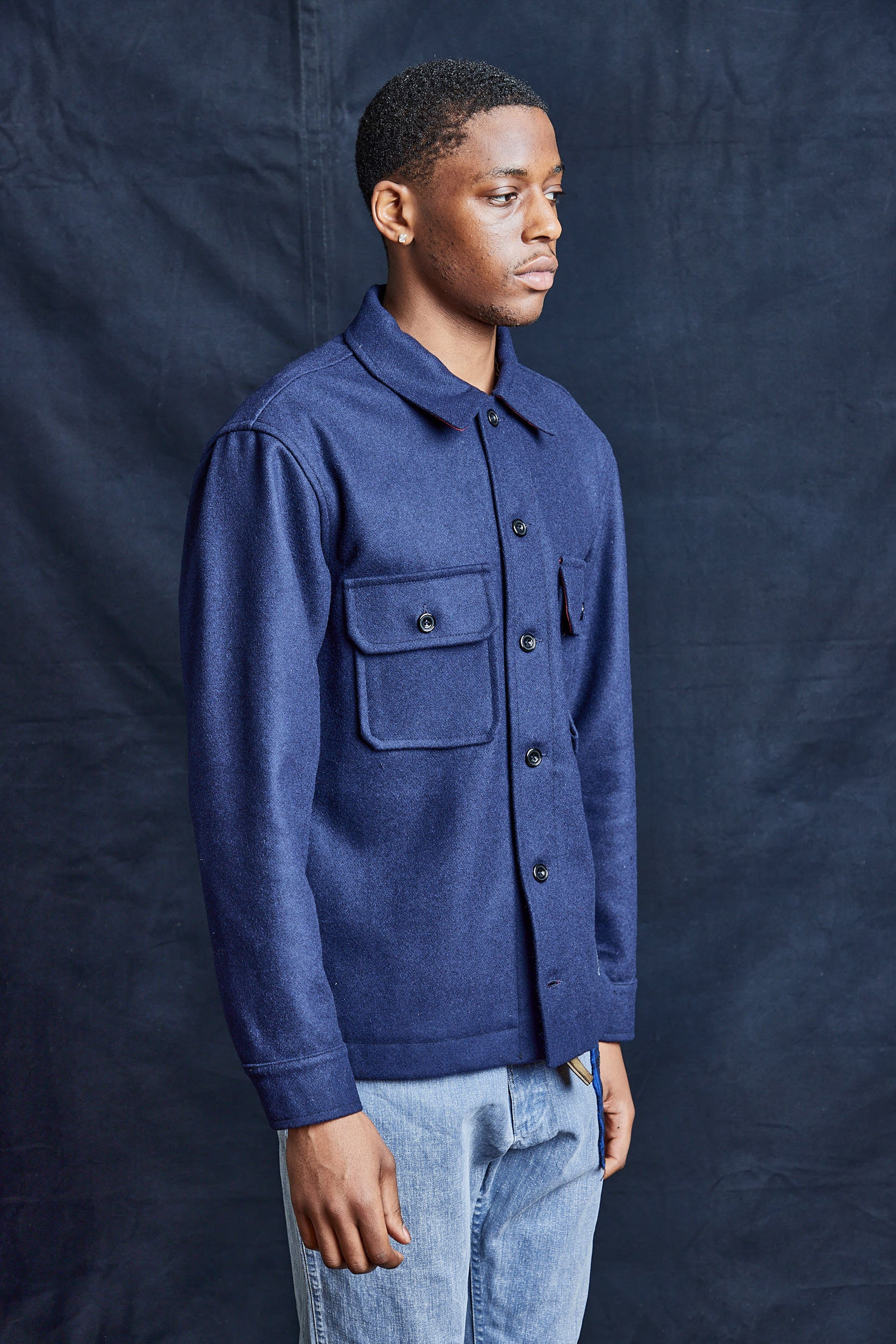 Wool Workshirt in Navy Blue