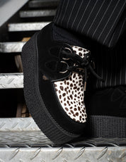 Underground Wulfrun Double Sole Creeper Shoes in Black Leopard Suede