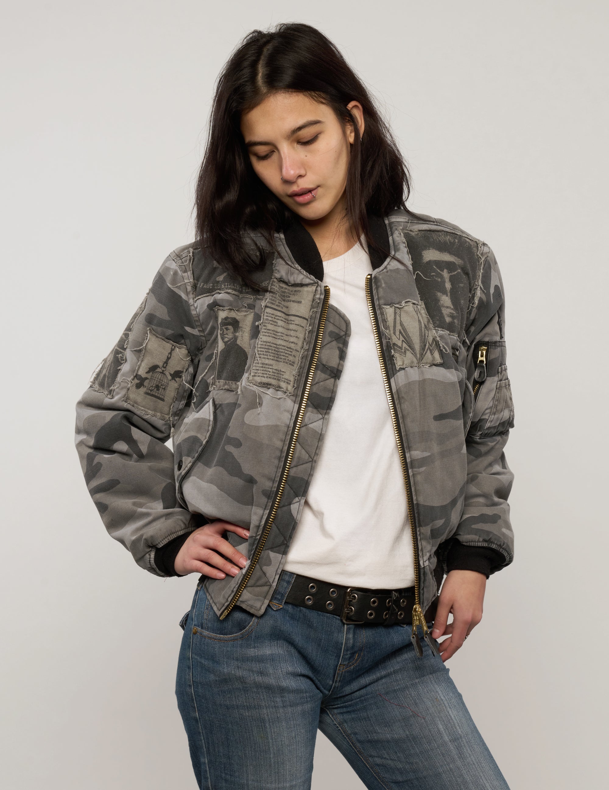 MA-1 Patched Bomber in Grey Camo