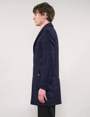IMMORTAL Silverstone Frock Coat - Bouclé Windowpane Navy Check