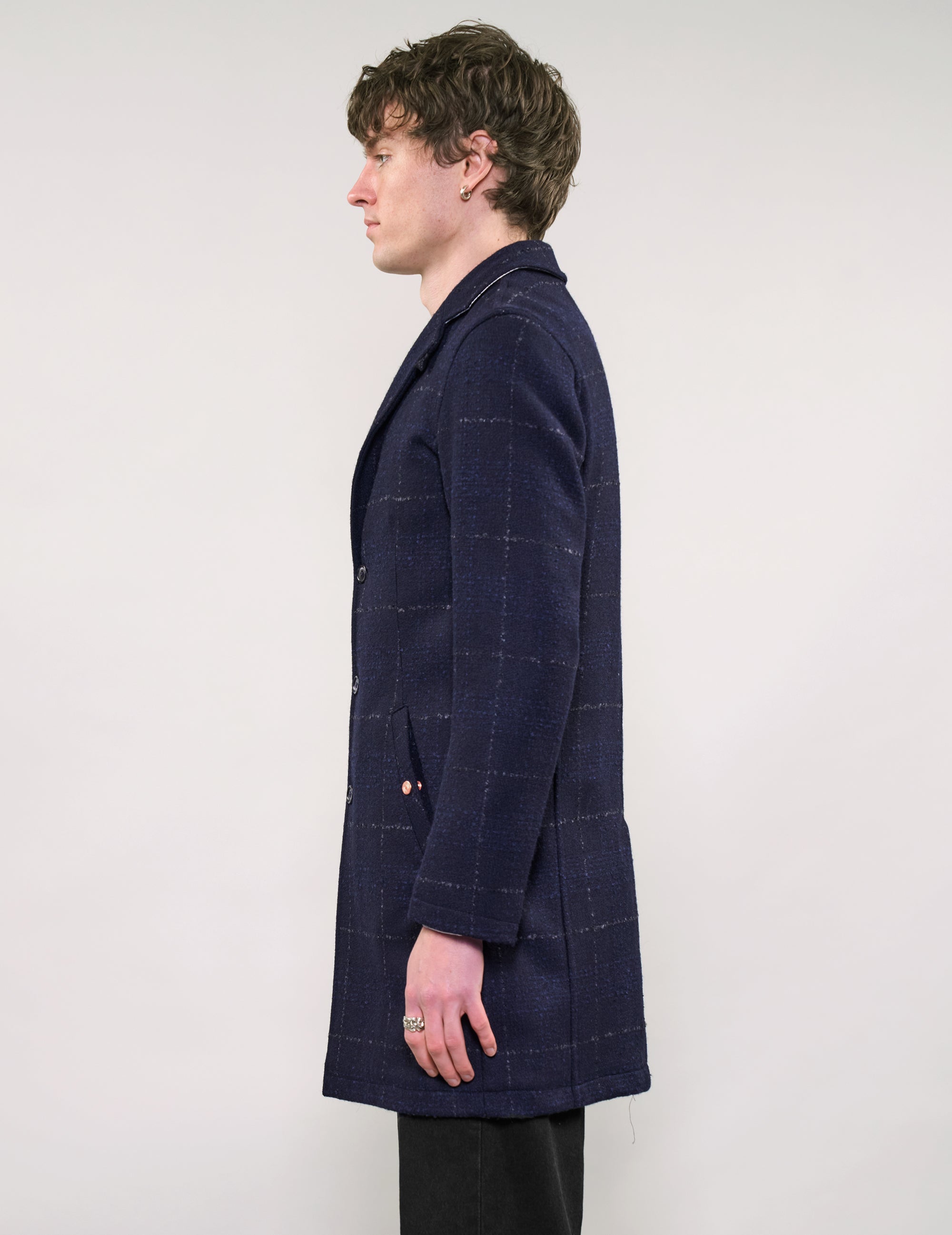 IMMORTAL Silverstone Frock Coat - Bouclé Windowpane Navy Check