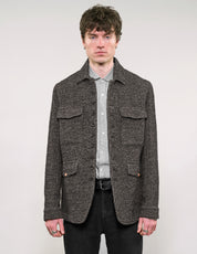 IMMORTAL Monaco Car Coat - Tweed Charcoal and Black