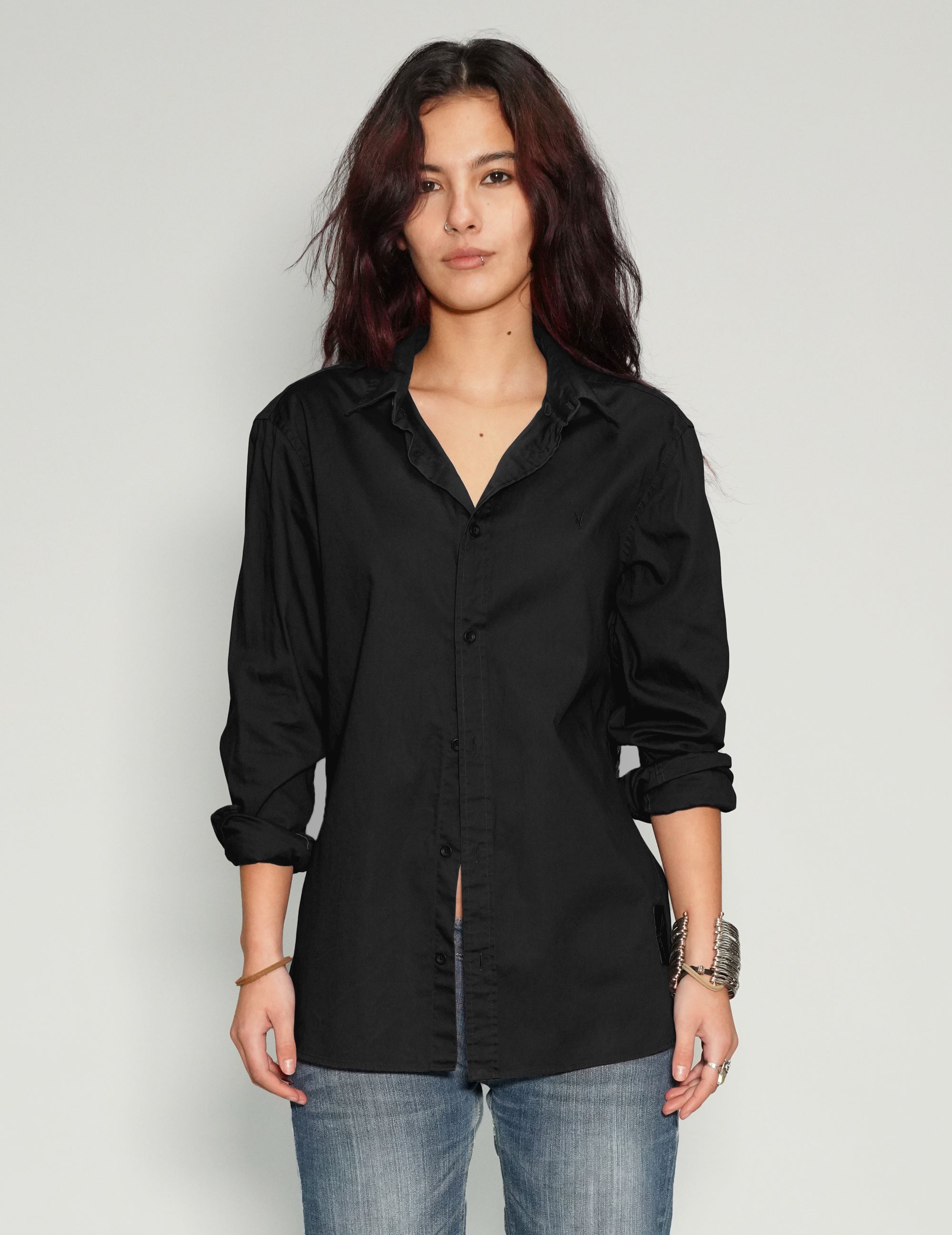 Party Back Shirt - Gold Sequin - Black Cotton