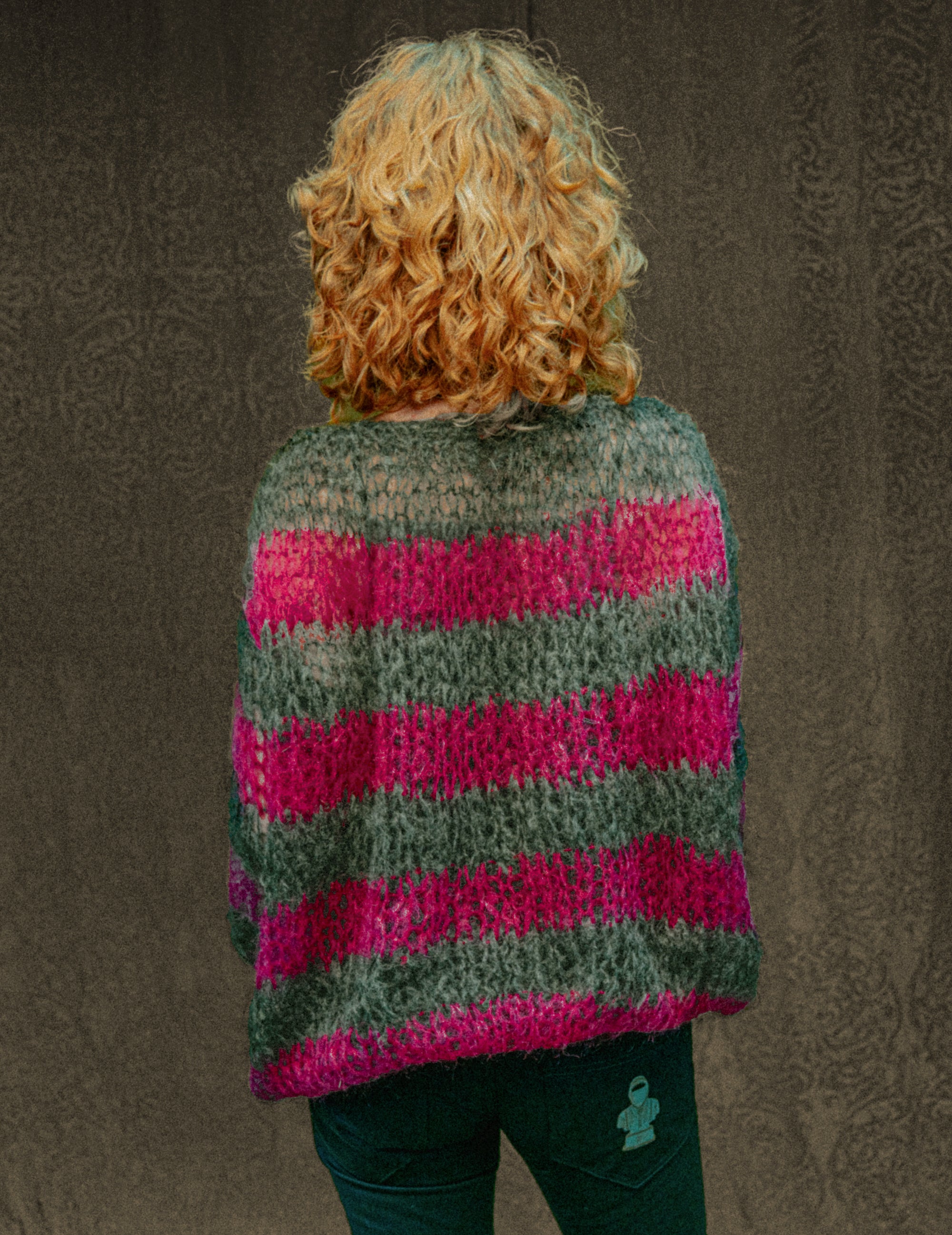 "PISTOLS" Mohair Hand knits - Pink & Grey