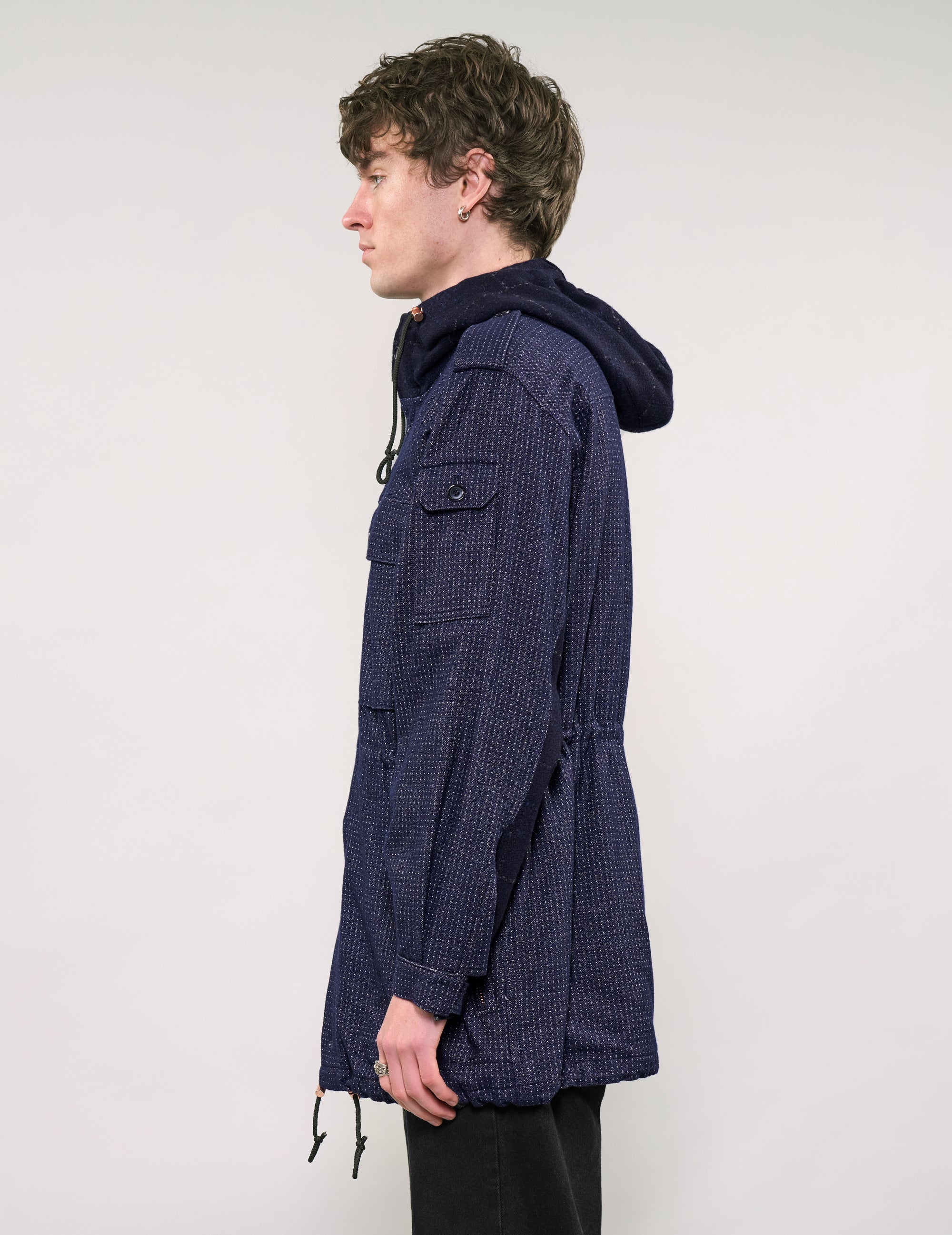 IMMORTAL Hooded Parka in Navy Micro Dot