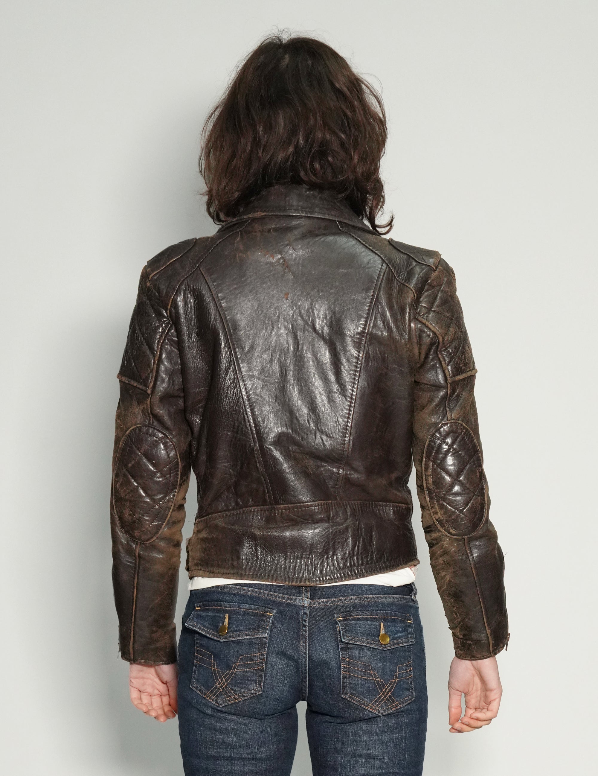 Padded Leather Biker Jacket