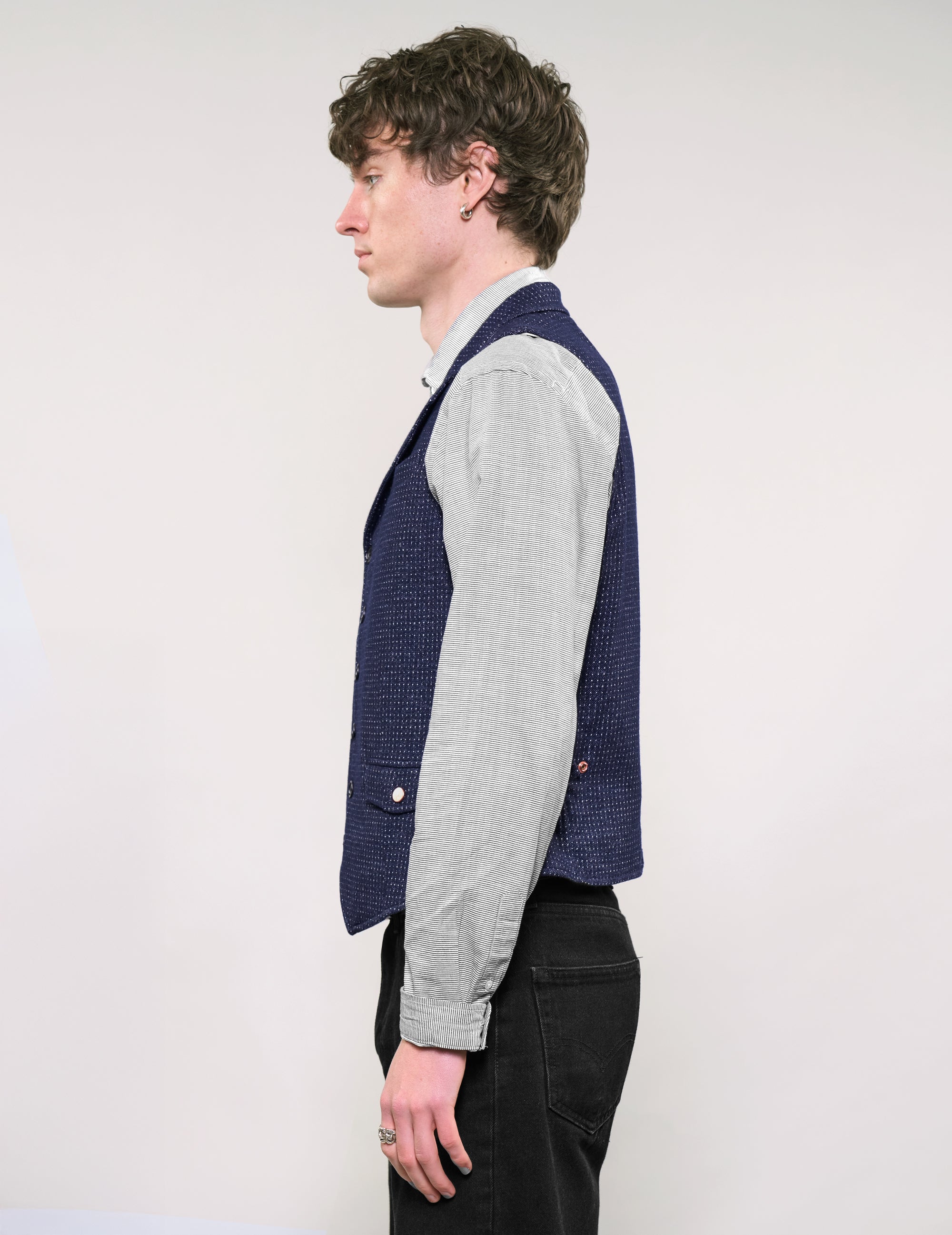 IMMORTAL Hawthorn Navy/Ecru Micro Dot Waistcoat