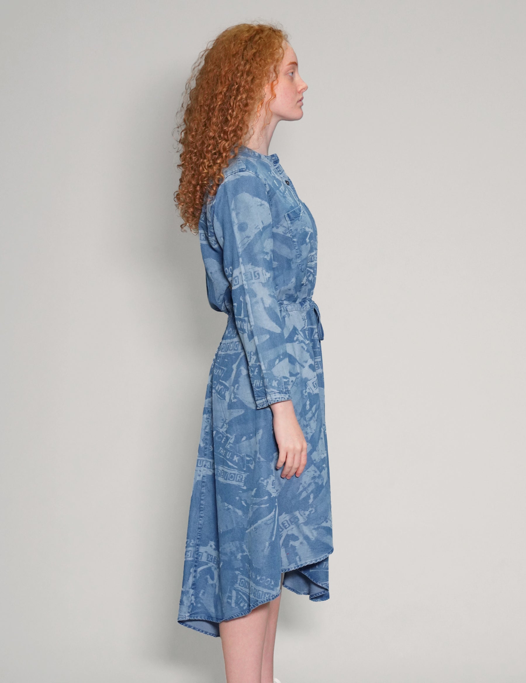 'Peace' Laser Printed Light Blue Dress