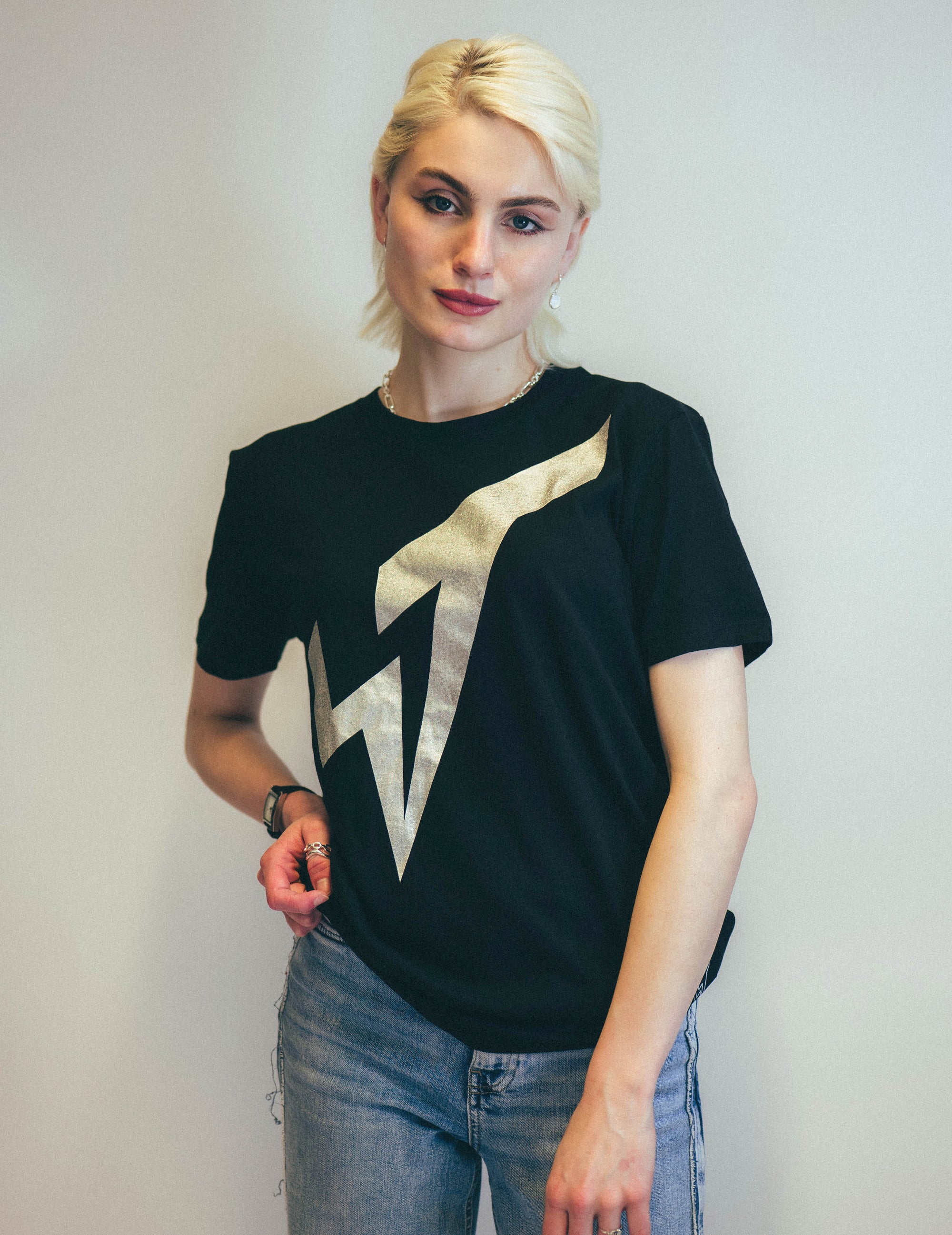 Silver ST Logo T-Shirt in Black