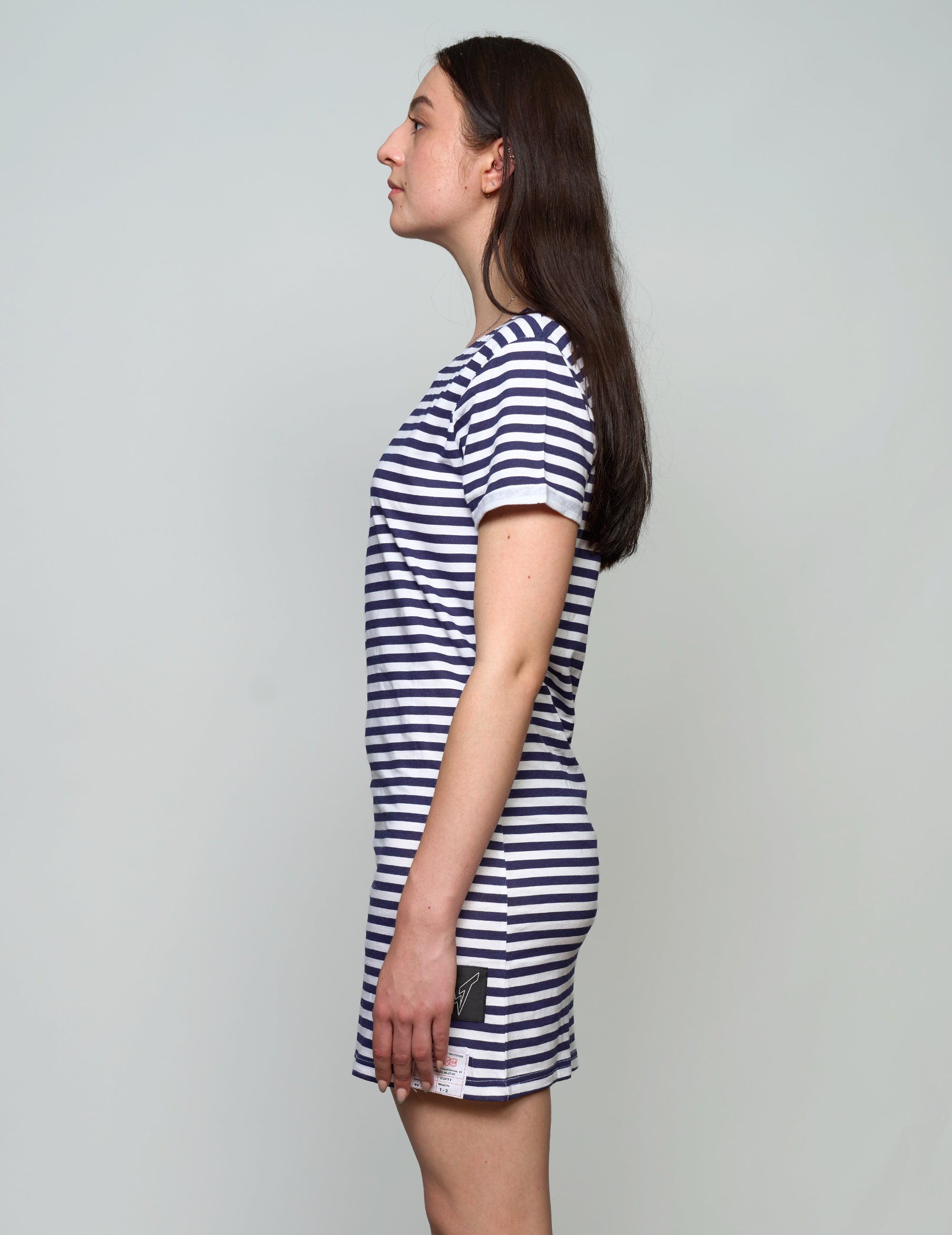 Vintage Naval Breton T-Shirt Dress in Blue Stripe