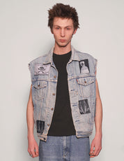 Vintage Patched Denim Jacket Vest