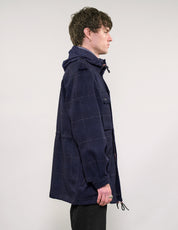 IMMORTAL Hooded Wool Parka in Windowpane Check