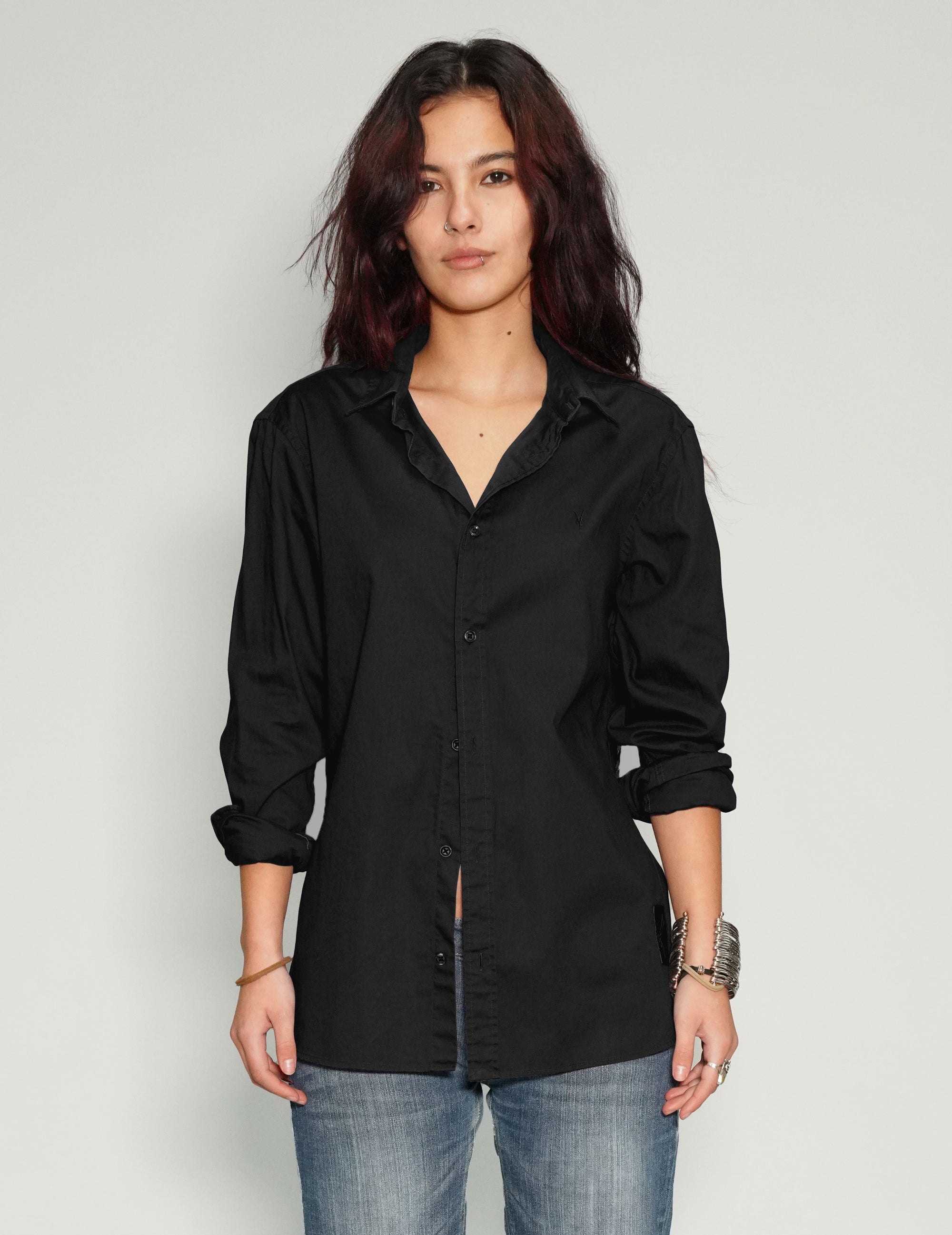 Party Back Shirt - Gold Sequin - Black Cotton