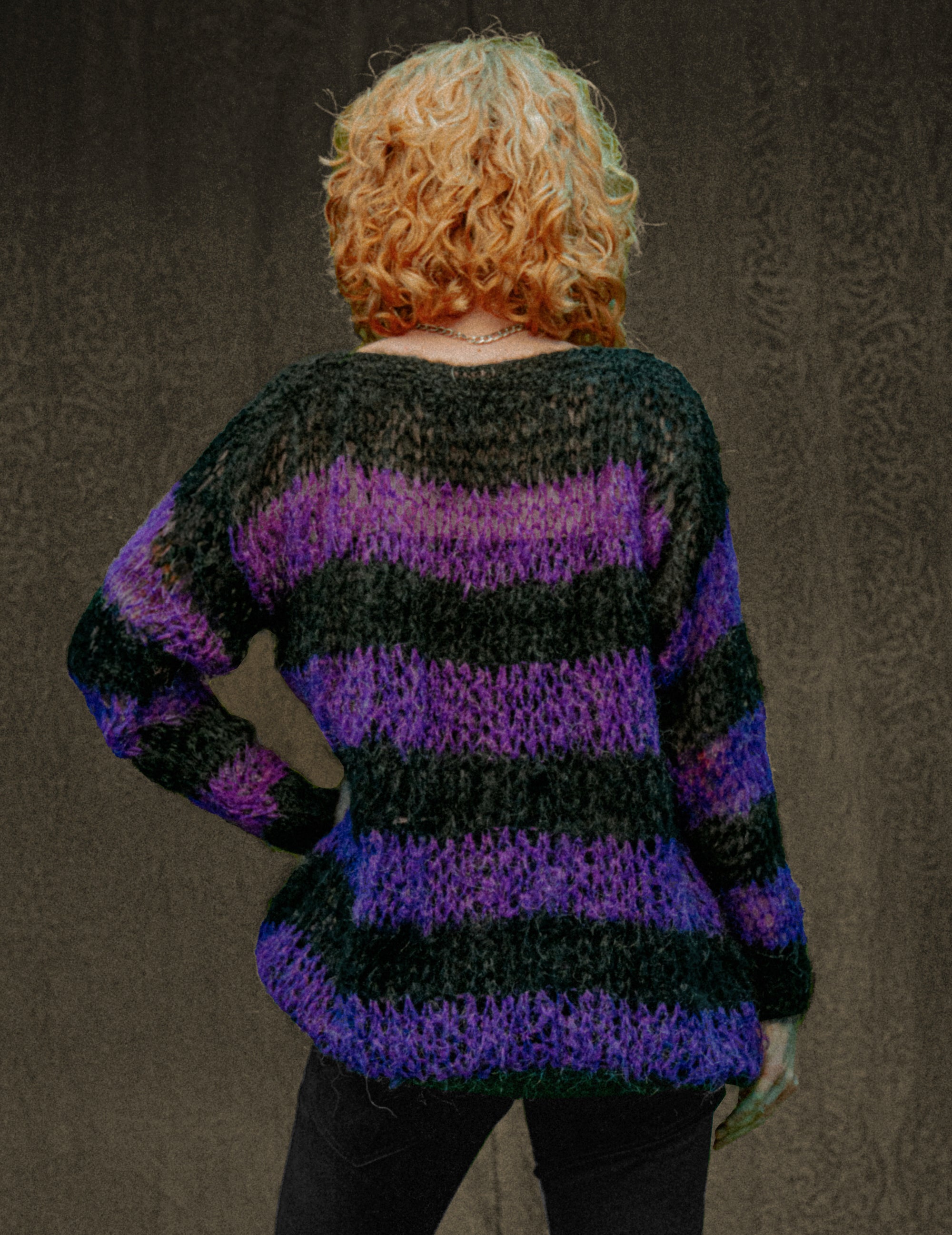 "PISTOLS" Mohair Hand knits - Purple and Black