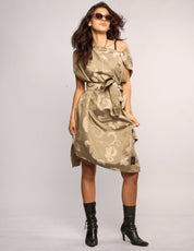 The Pirate Dress – Stone Baroque Jacquard Rayon Taffeta