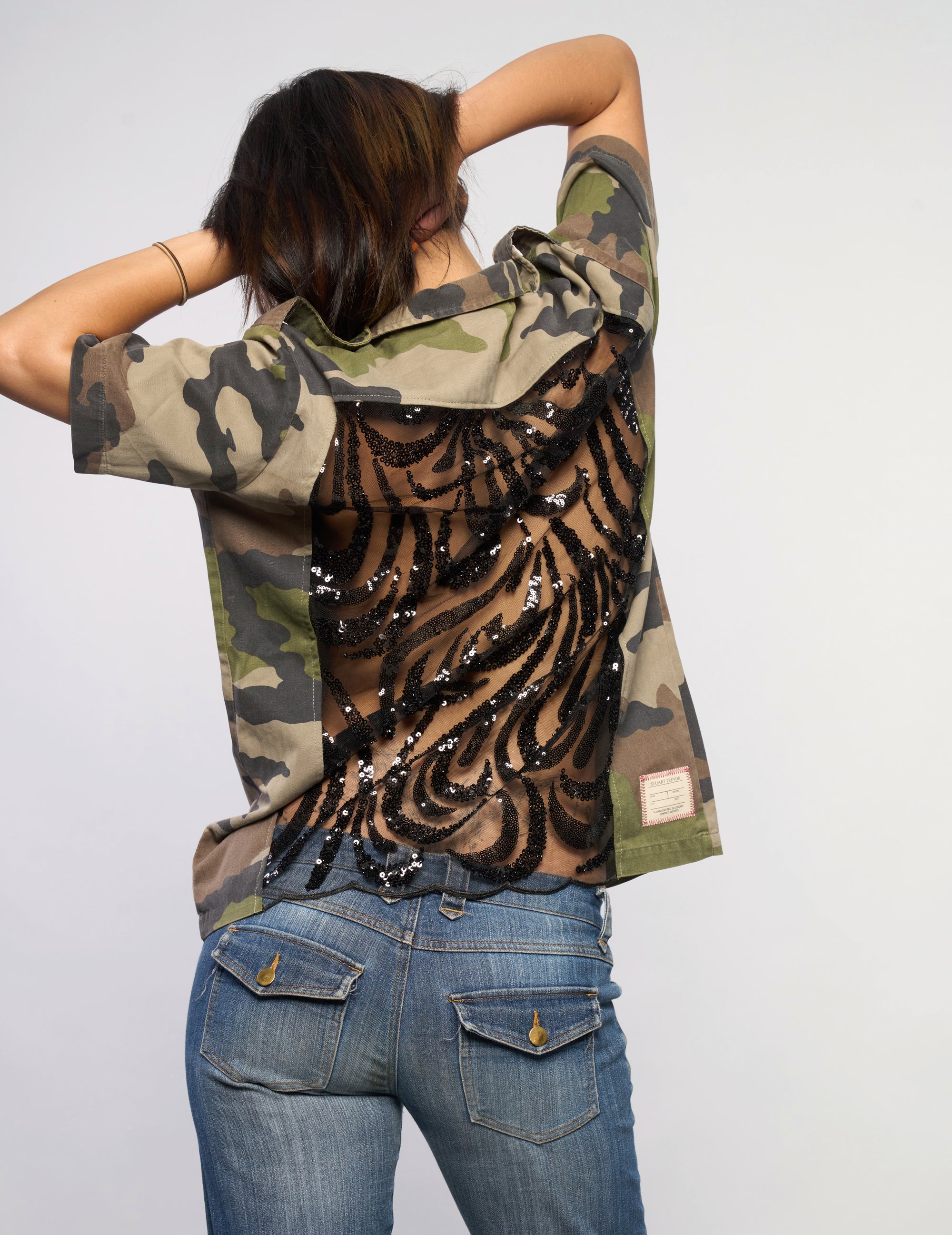 Chemise de soirée à paillettes noires - Camouflage