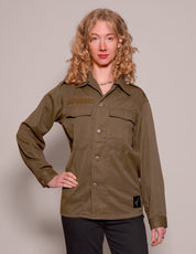 Party Back Shirt - Gold Star Sequin - Long Sleeve Khaki