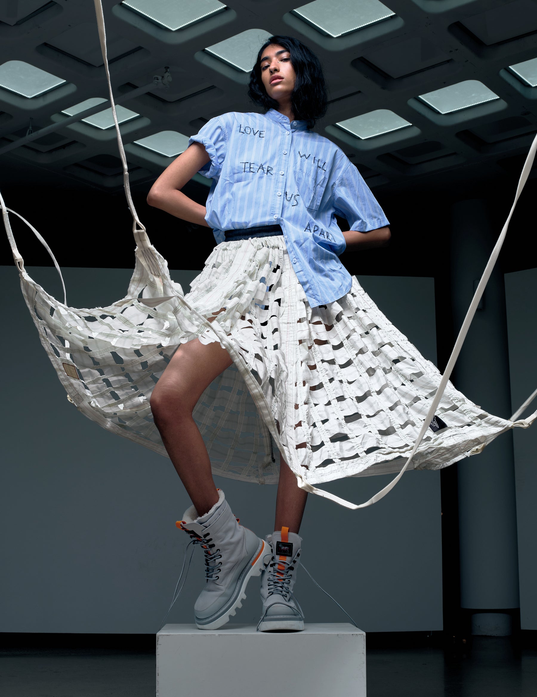 RAF Hurricane Parachute Long Skirt in White