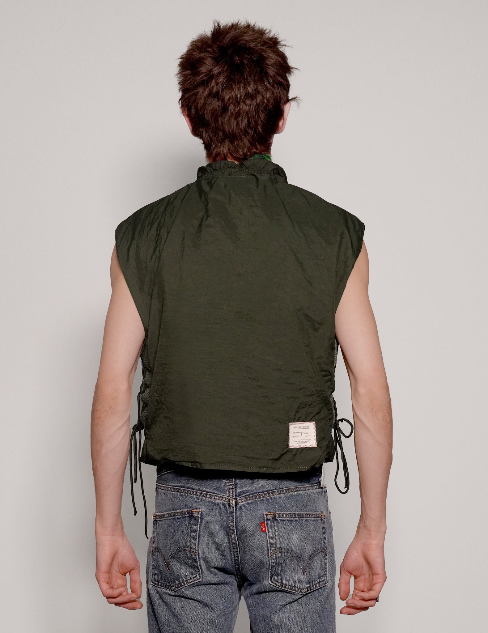 Men's Vintage Military Flak Gilet Jacket in Khaki Green | Stuart Trevor