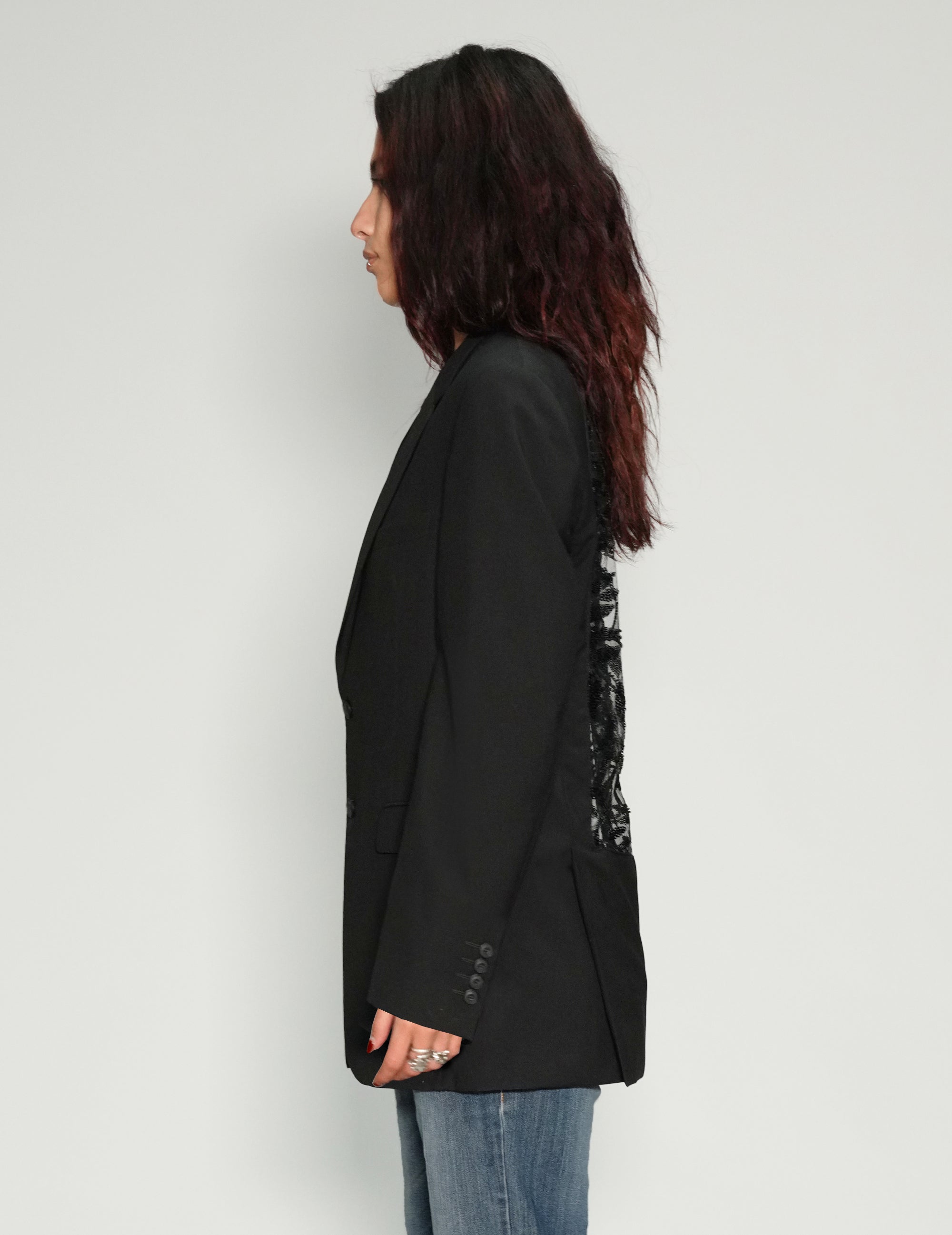 Party Back Blazer - Black Sequin - Black