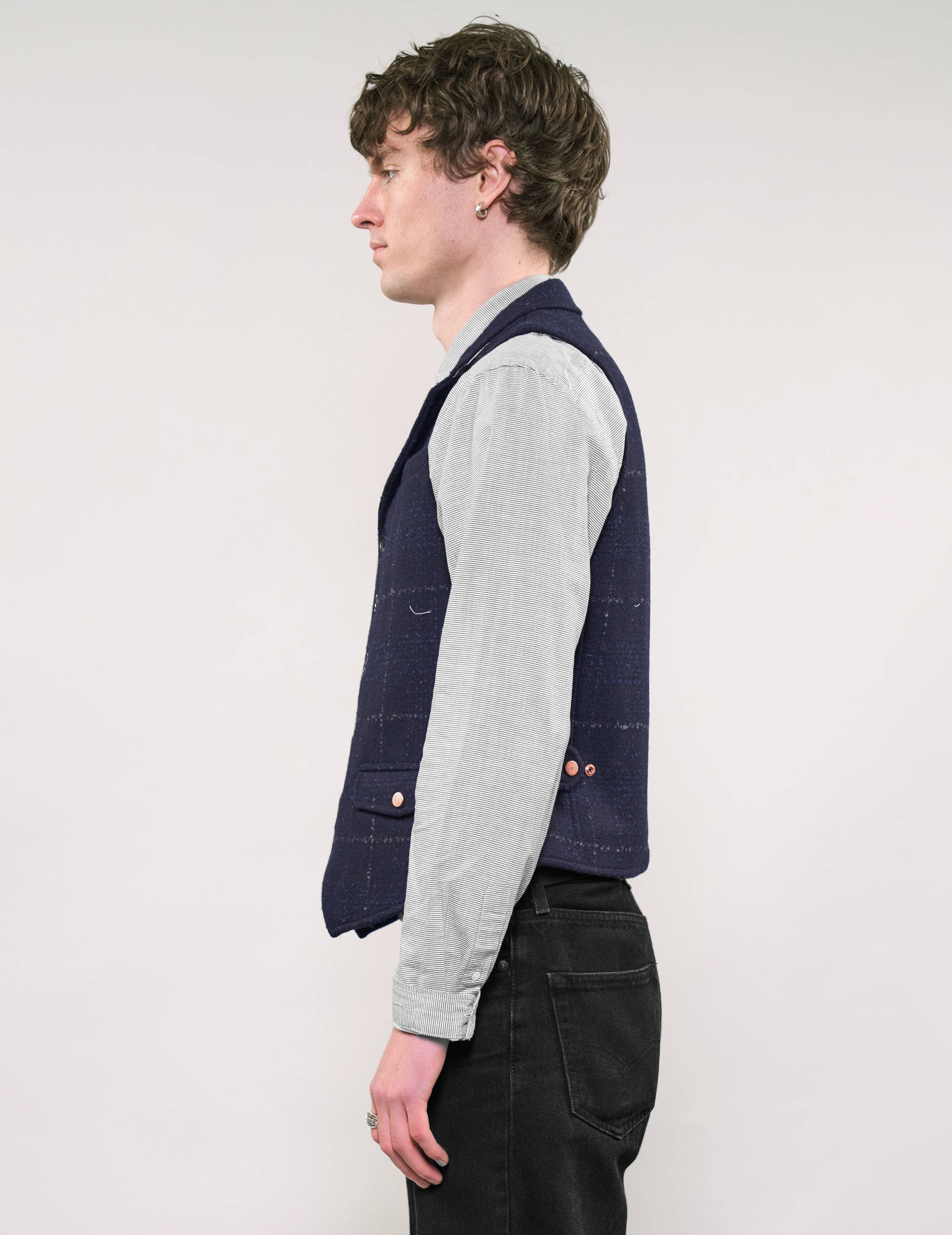 IMMORTAL Silverstone Waistocat - Bouclé Windowpane Navy Check