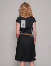 Vintage ST Patched Dress in Navy