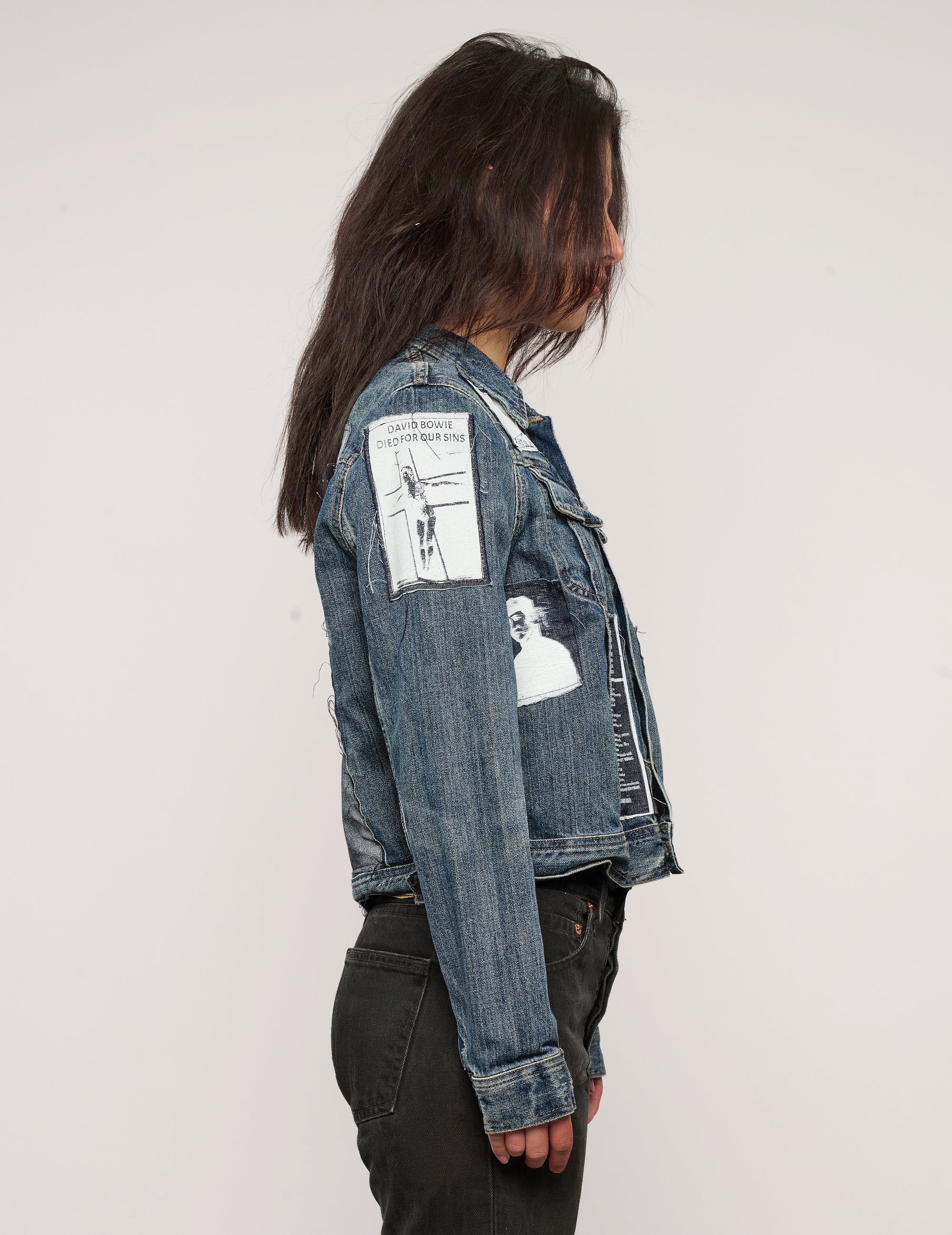 Vintage Patched Denim Jacket in Blue
