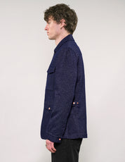 IMMORTAL Monaco Car Coat in Navy Micro Dot