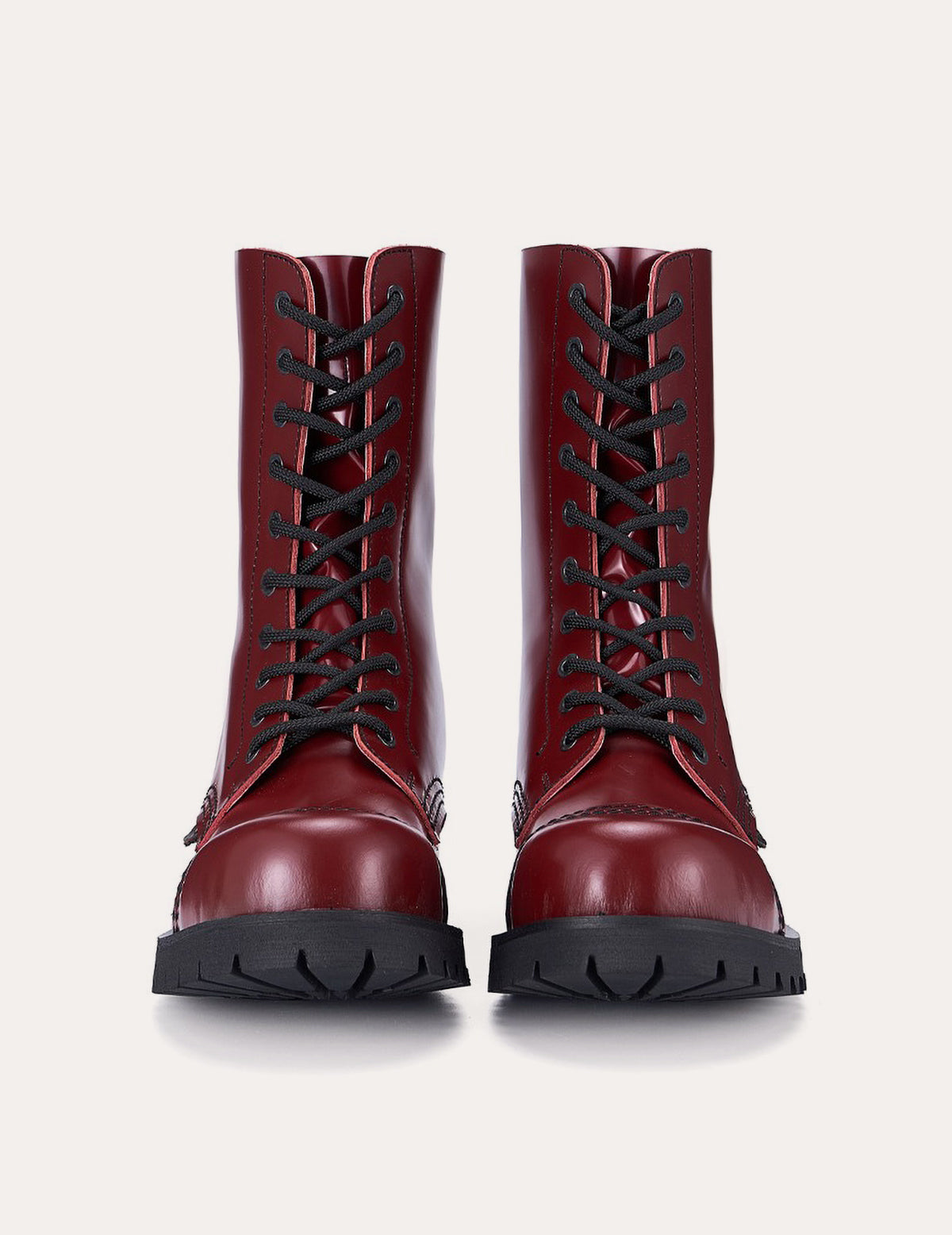 Underground Commando Stahlkappenstiefel aus kirschrotem Leder