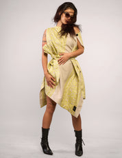 The Pirate Dress – Lemon Embroidered Natural Linen