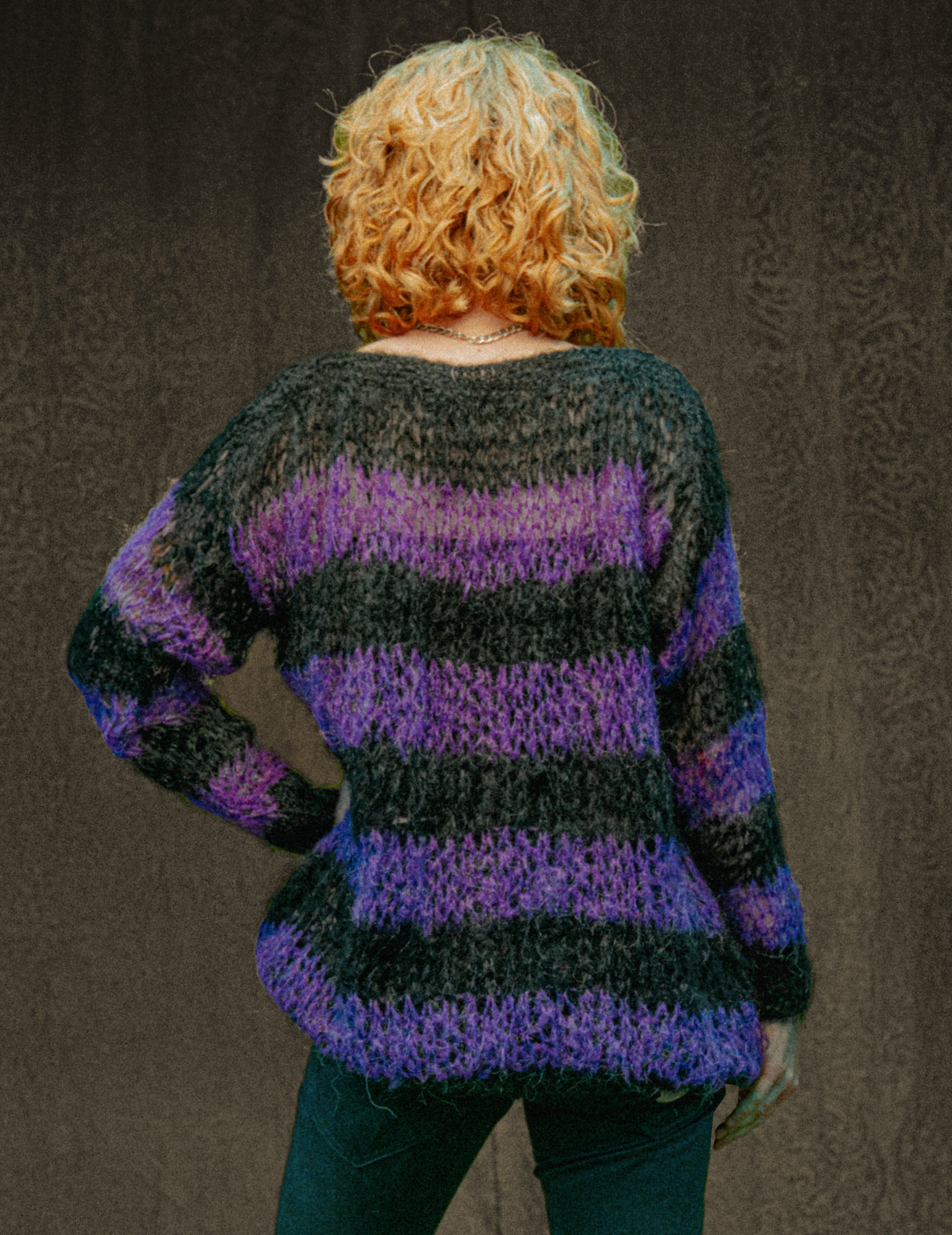 "PISTOLS" Mohair Hand knits - Purple and Black