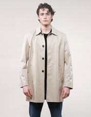 Stuart Trevor Waxed Mac in Beige