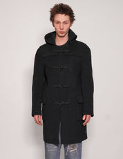 Men's Vintage Black Wool Duffle Coat | Stuart Trevor