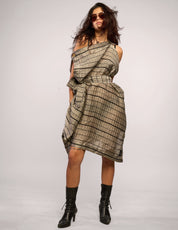 The Pirate Dress – Silver Metallic Stripe Tweed