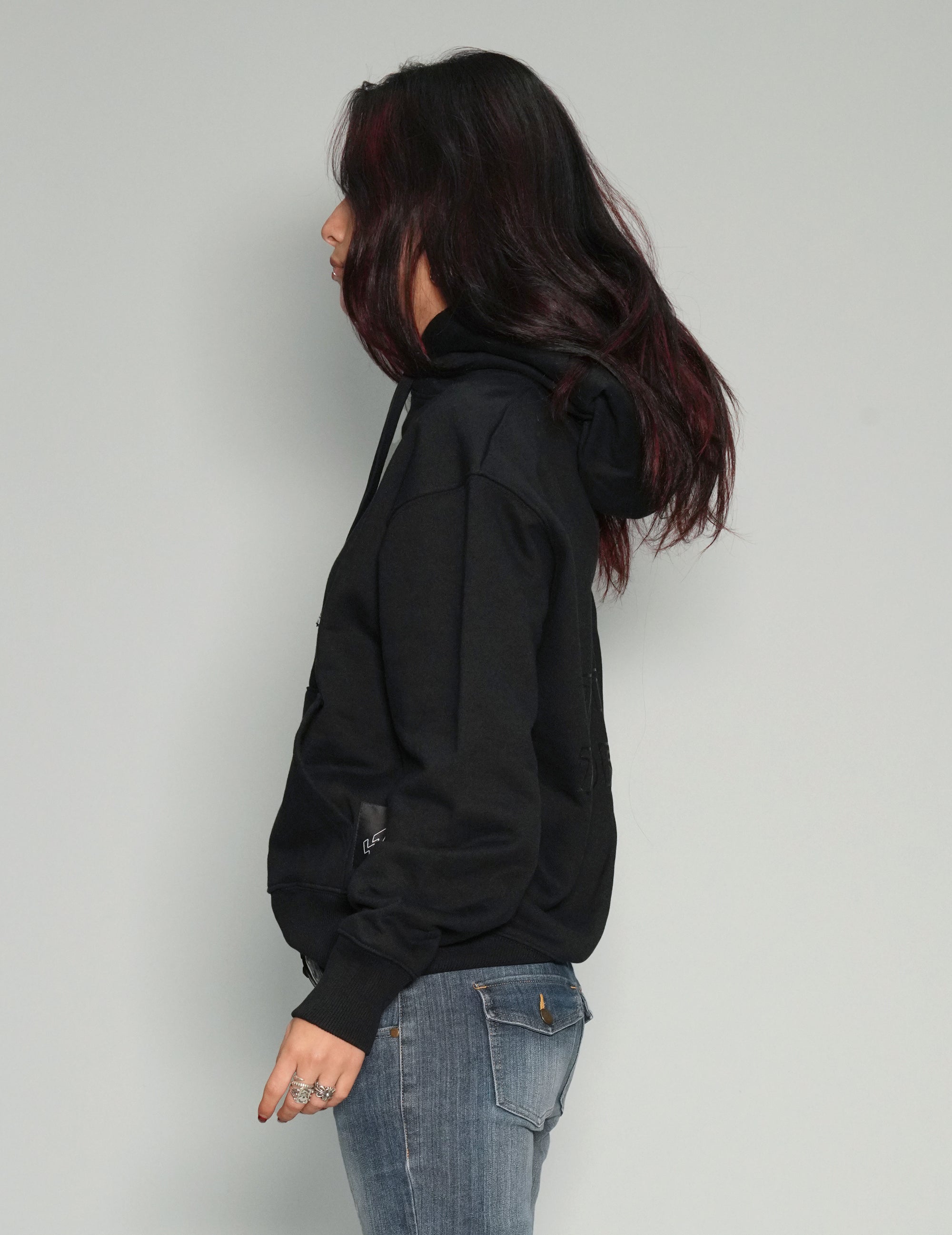 ST Hoodie in Black with Silver Lined Logo