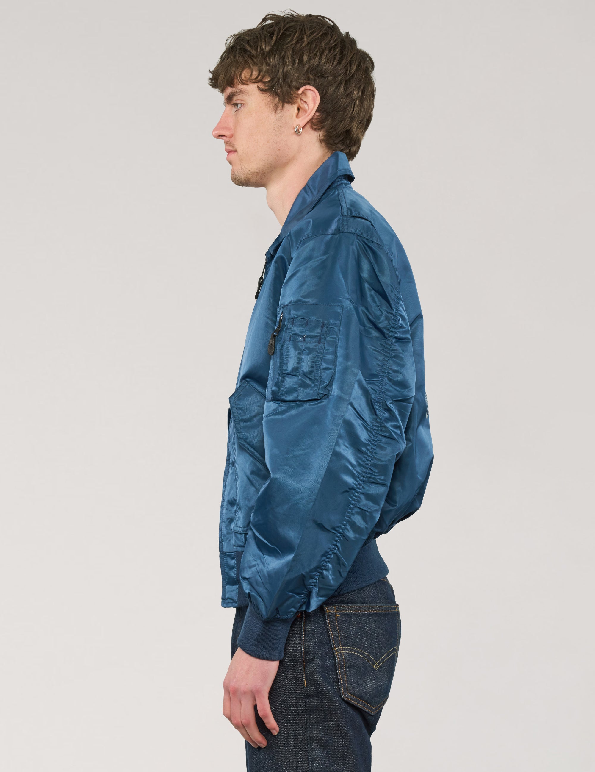 MA-2 Light Weight Collared Bomber Jacket in Blue
