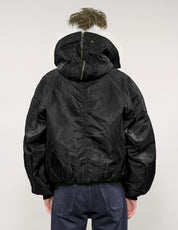 Zipped Hooded Flying Jacket in Black