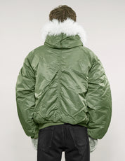 Zipped Hooded Flying Jacket in Green