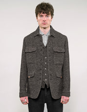 IMMORTAL Monaco Car Coat - Tweed Charcoal and Black