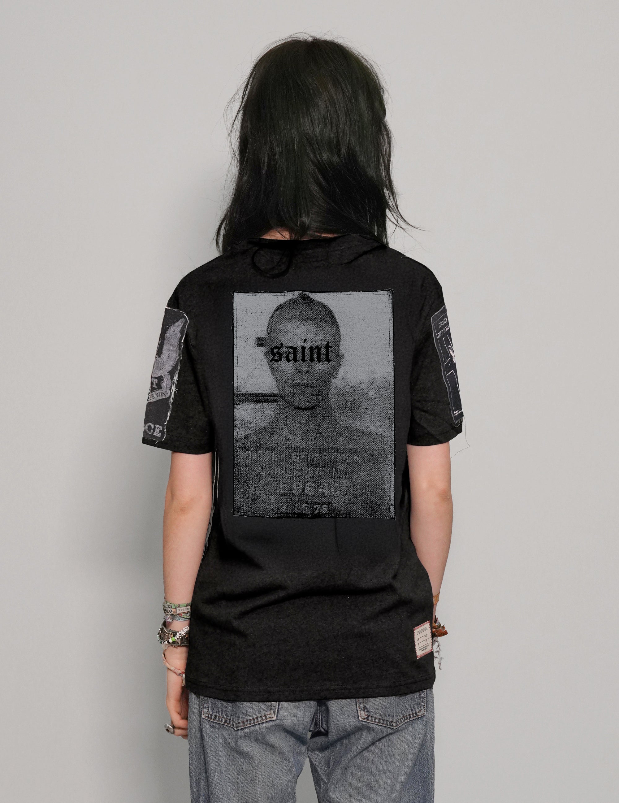 'Saint' Multipatch T-Shirt in Black