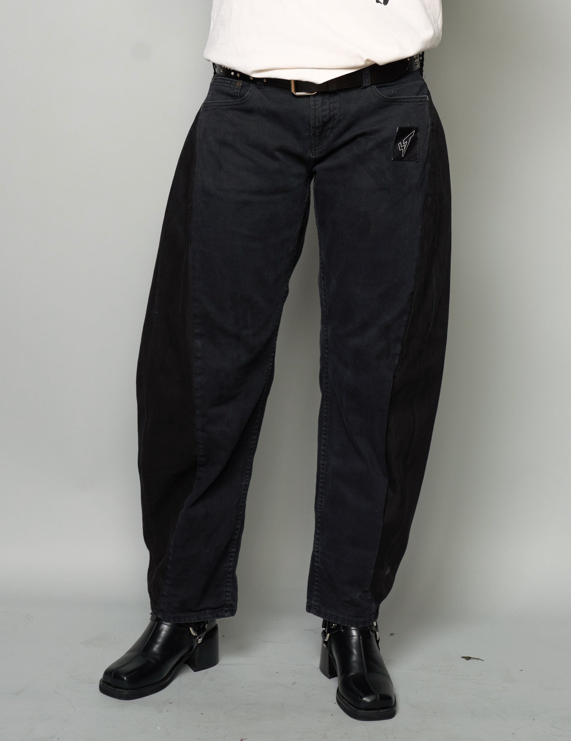 Barrel Fit Side Panel Jeans