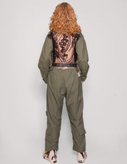 Party Back Jumpsuit in Khaki