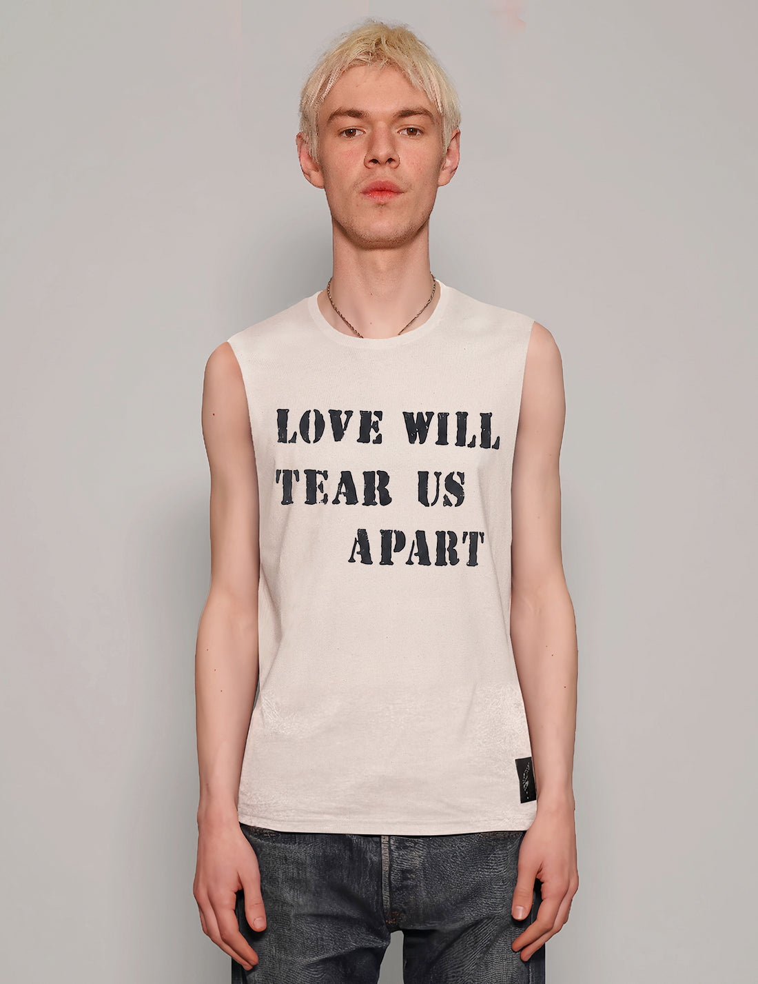 'Love Will Tear Us Apart' Vest in Ecru
