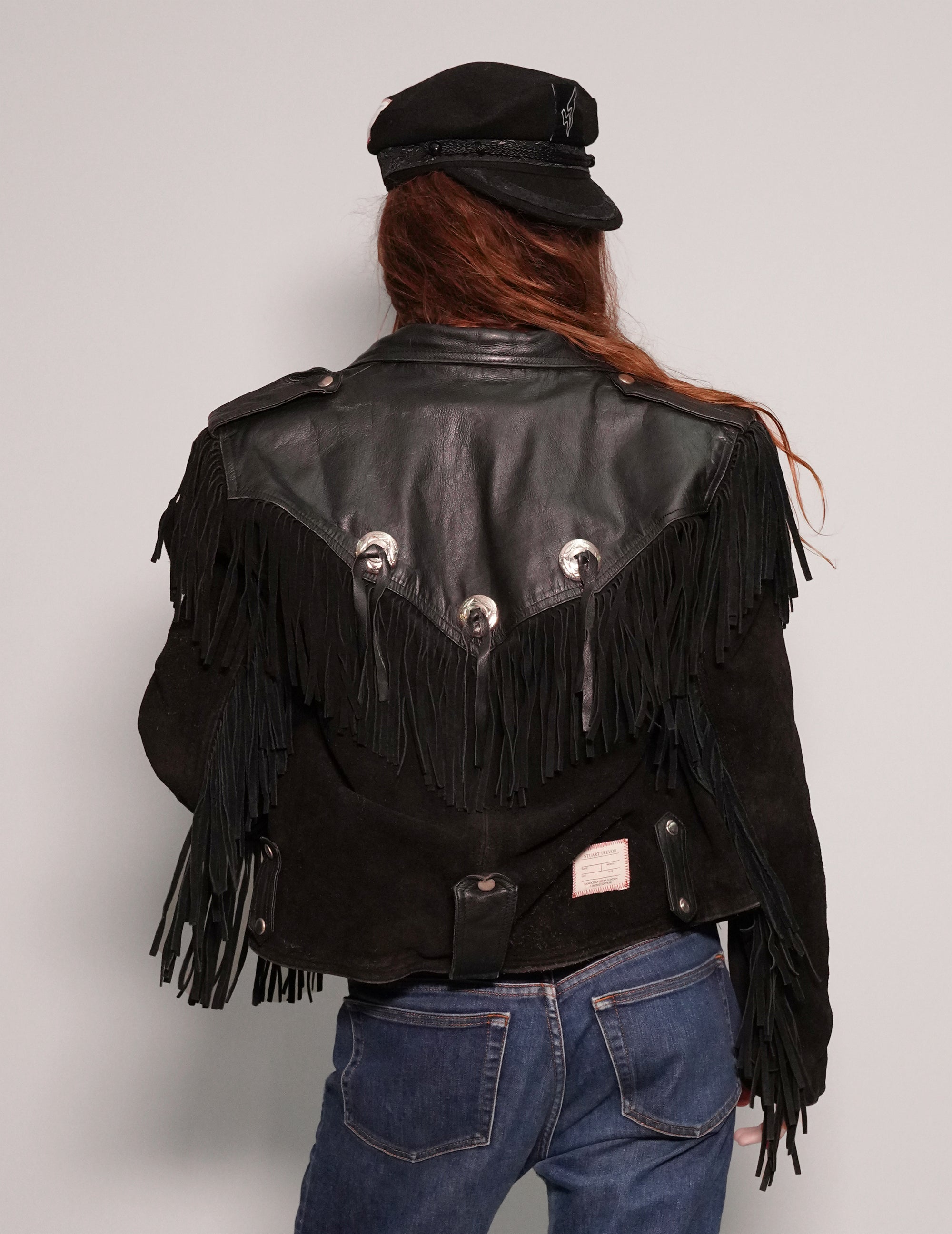 Women's Vintage Black Fringe Leather Jacket | Stuart Trevor