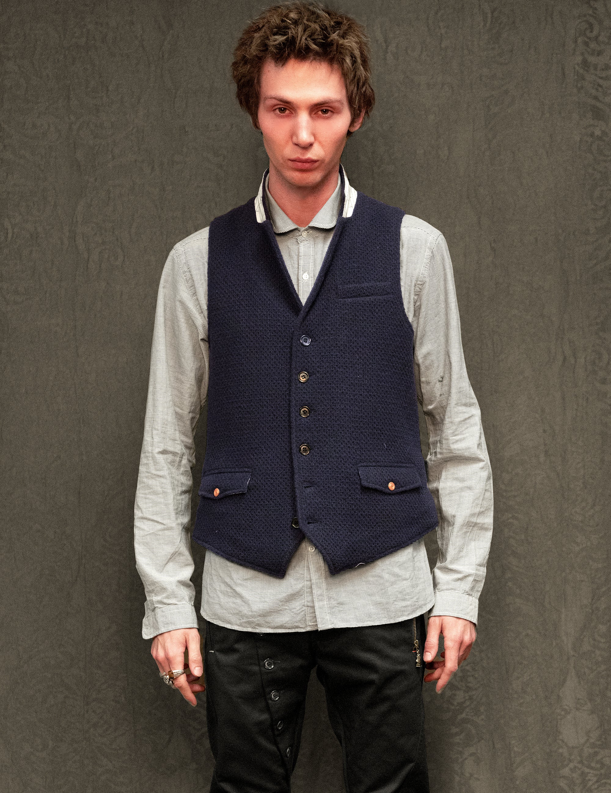 IMMORTAL Silverstone Navy Waffle Waistcoat