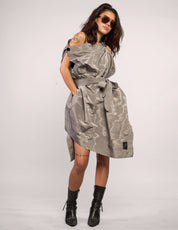The Pirate Dress – Silver Crinkle Taffeta